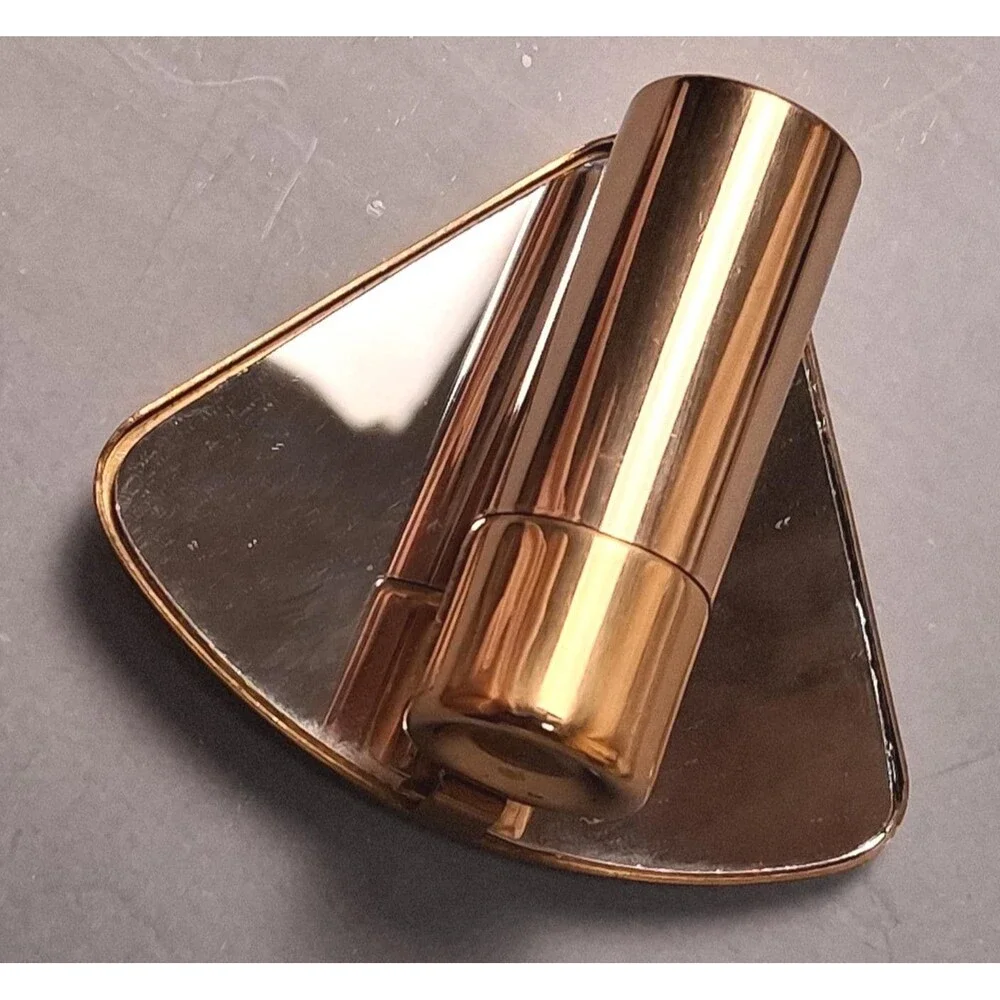 1950s Lipstick Holder Pearl Leaf Mirror Fan